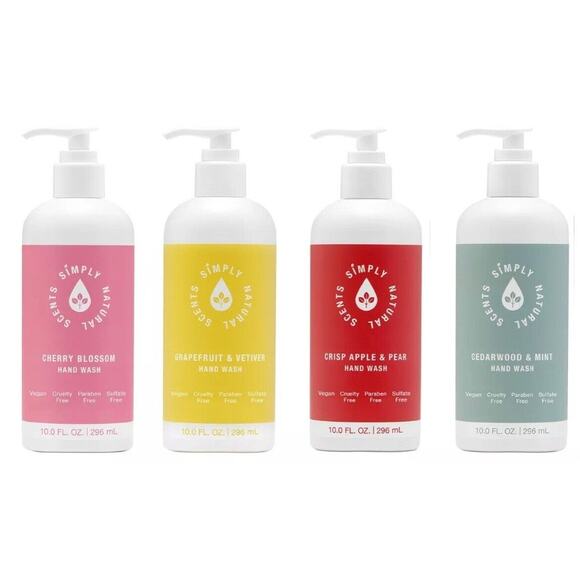 SIMPLY NATURAL SCENTS Set Of 4 Hand Wash 10-oz Vegan Paraben Free